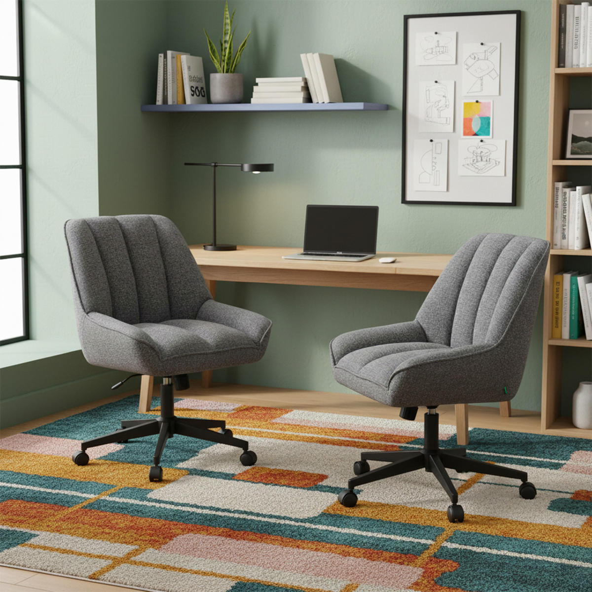 BÜROSTUHL Mika-Jette - Schwarz/Grau, Textil/Metall (60/85/68cm) - DUBI Möbel