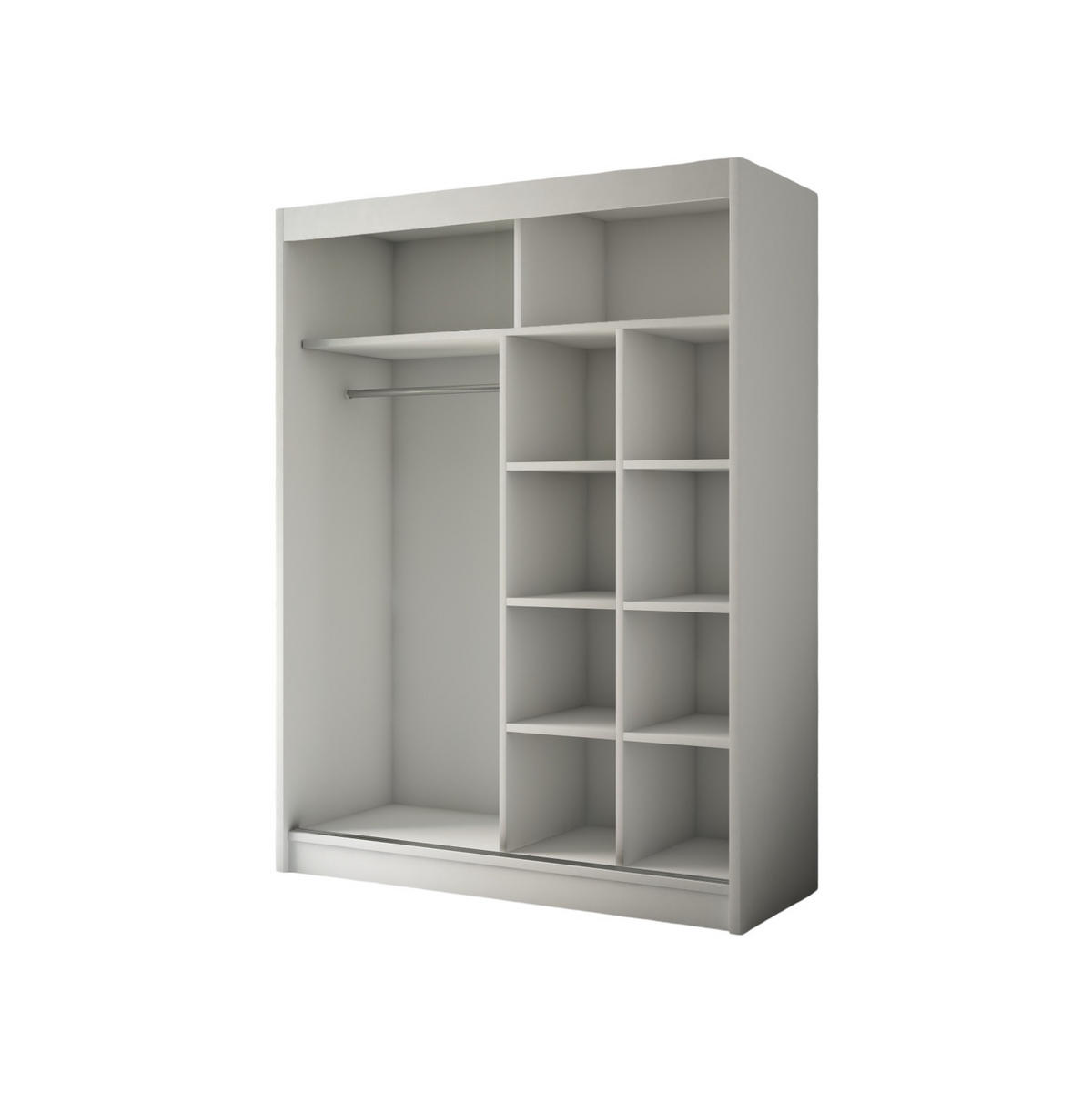 SCHWEBETÜRENSCHRANK Padwa 150 cm mit Spiegel 2-türig, weiß - Weiß, Kunststoff (150/215/61cm) - Margaret Hadas24