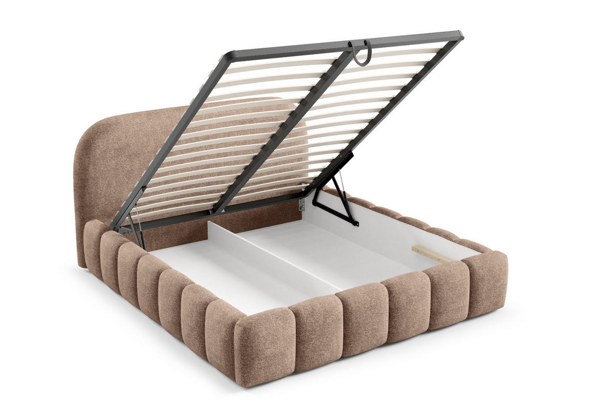 POLSTERBETT mit Stauraum 140x200 cm in Braun - Braun, Textil (140/200cm) - Home Collective