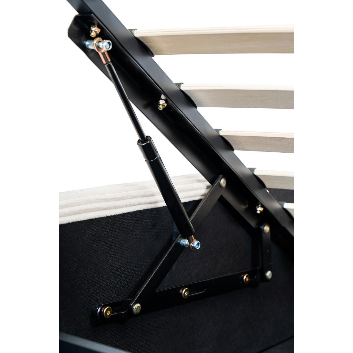 BETTKASTEN bezogen mit beigem samt romy 214/170/36,5 cm - Beige, Holz (200/160cm) - Calicosy