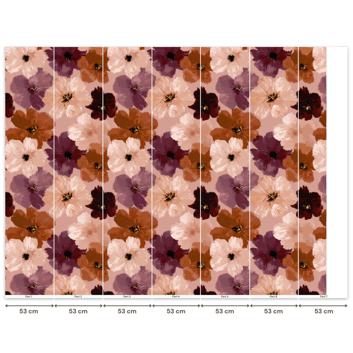 TAPETE - Blumen - Abstrakt - Erdtöne - 350x280 cm - Multicolor, Papier (350/280cm) - OnlyWow