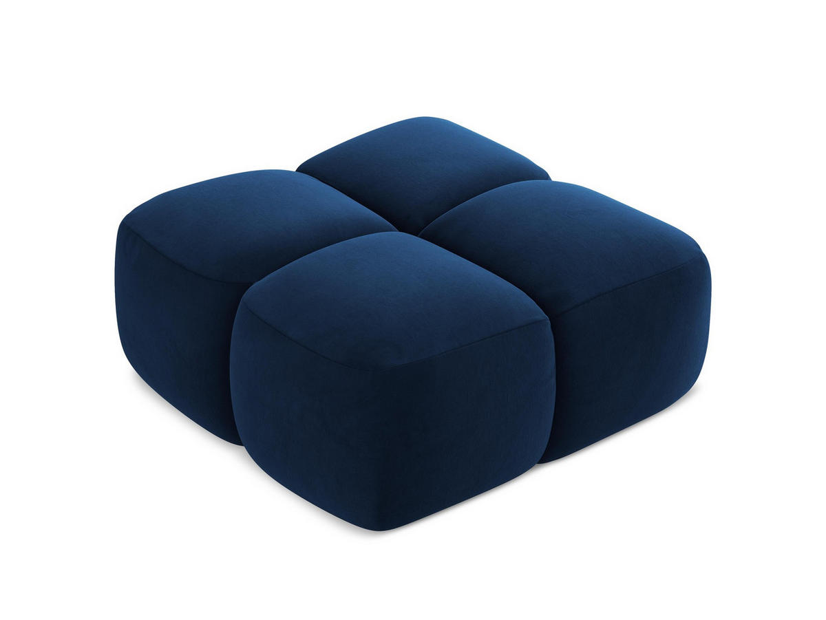 POUF Samt Stoff Blau - Blau/Schwarz, Holzwerkstoff/Kunststoff (90/39/90cm) - Makamii