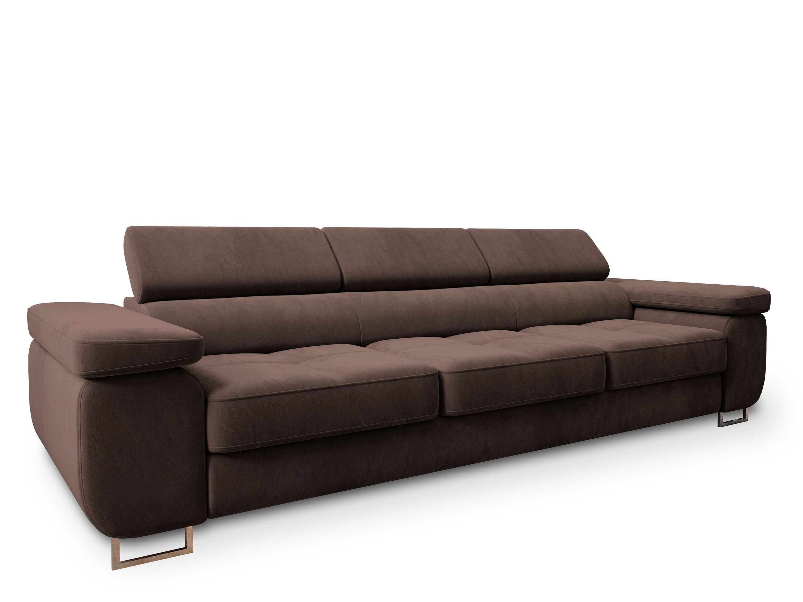 BETTSOFA MOSINE Braun Velours-Stoff mit Schlaffunktion - Braun, Textil (281/87/98cm) - MASSENO