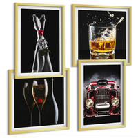 BILDER SET 4er Set - 50x50 cm & 40x60 cm Goldrahmen - Frauenbeine Rosenwagen Wein - Goldfarben, Kunststoff (50/50cm) - TULUP