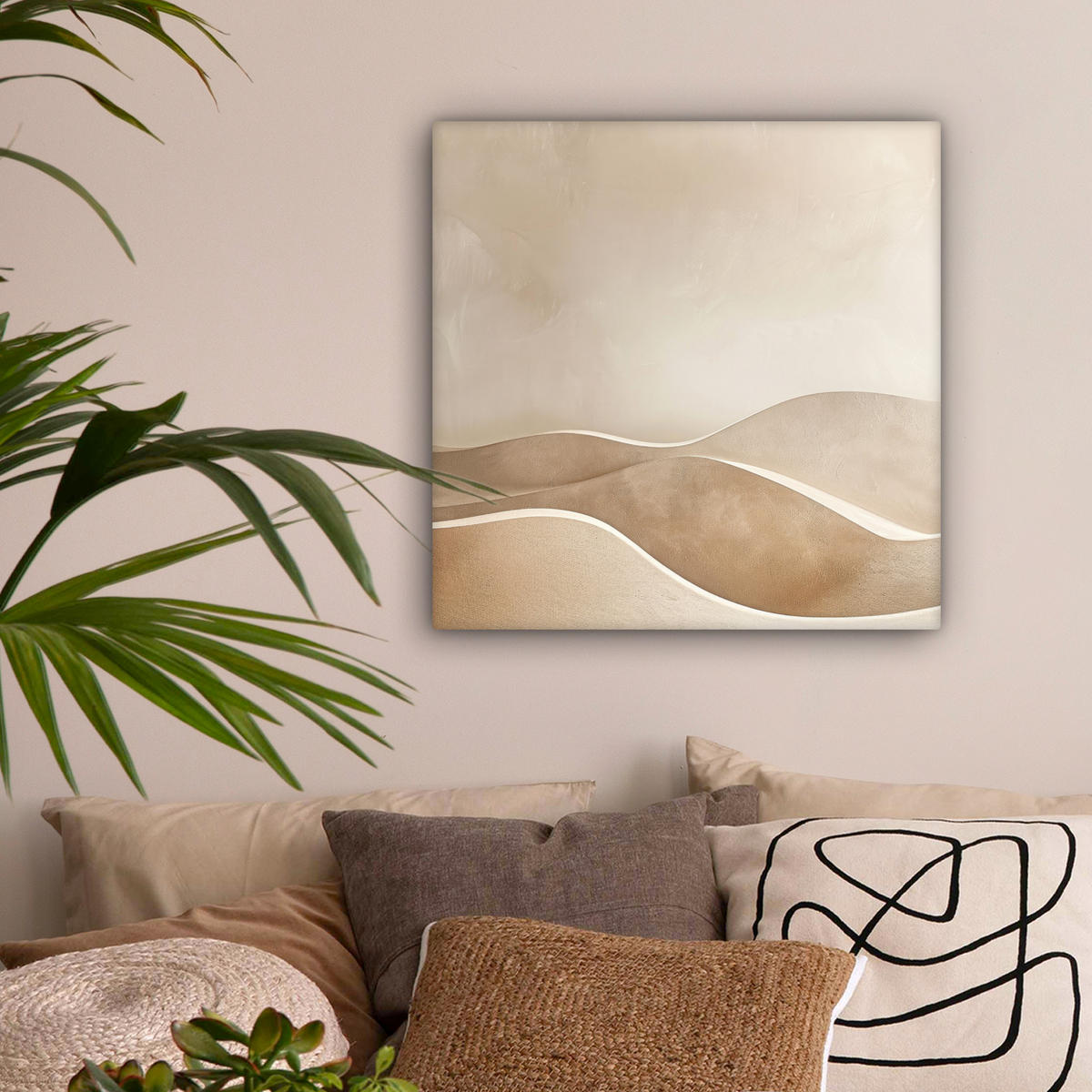 LEINWANDBILD Beige - Natur - Abstrakt - Modern Wandbild Wohnzimmer 50x50 cm - Beige, Textil (50/50cm) - MuchoWow