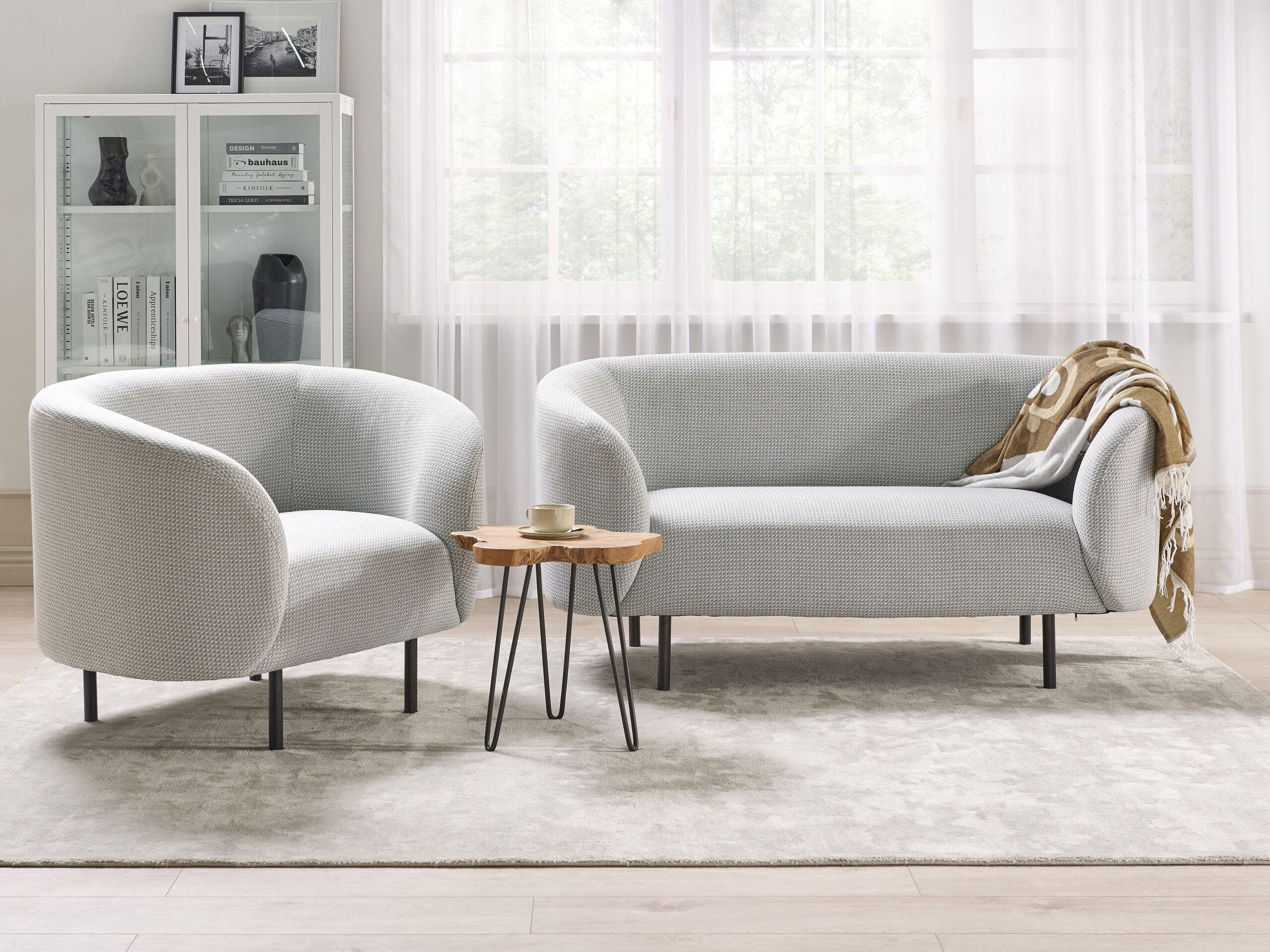 3-SITZER SOFA SET Polsterbezug weiß Loen - Weiß, Textil (155/79/70cm) - Beliani