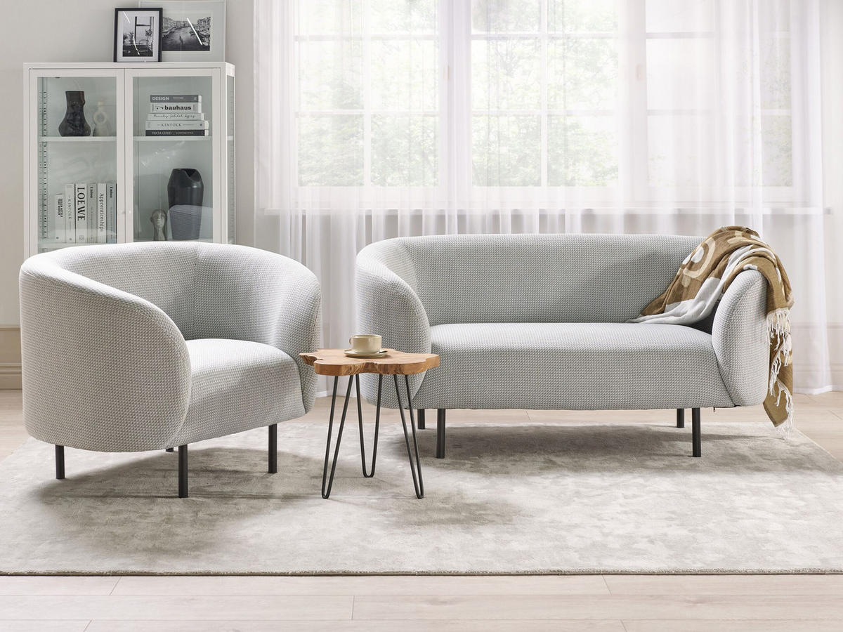 3-SITZER SOFA SET Polsterbezug weiß Loen - Weiß, Textil (155/79/70cm) - Beliani