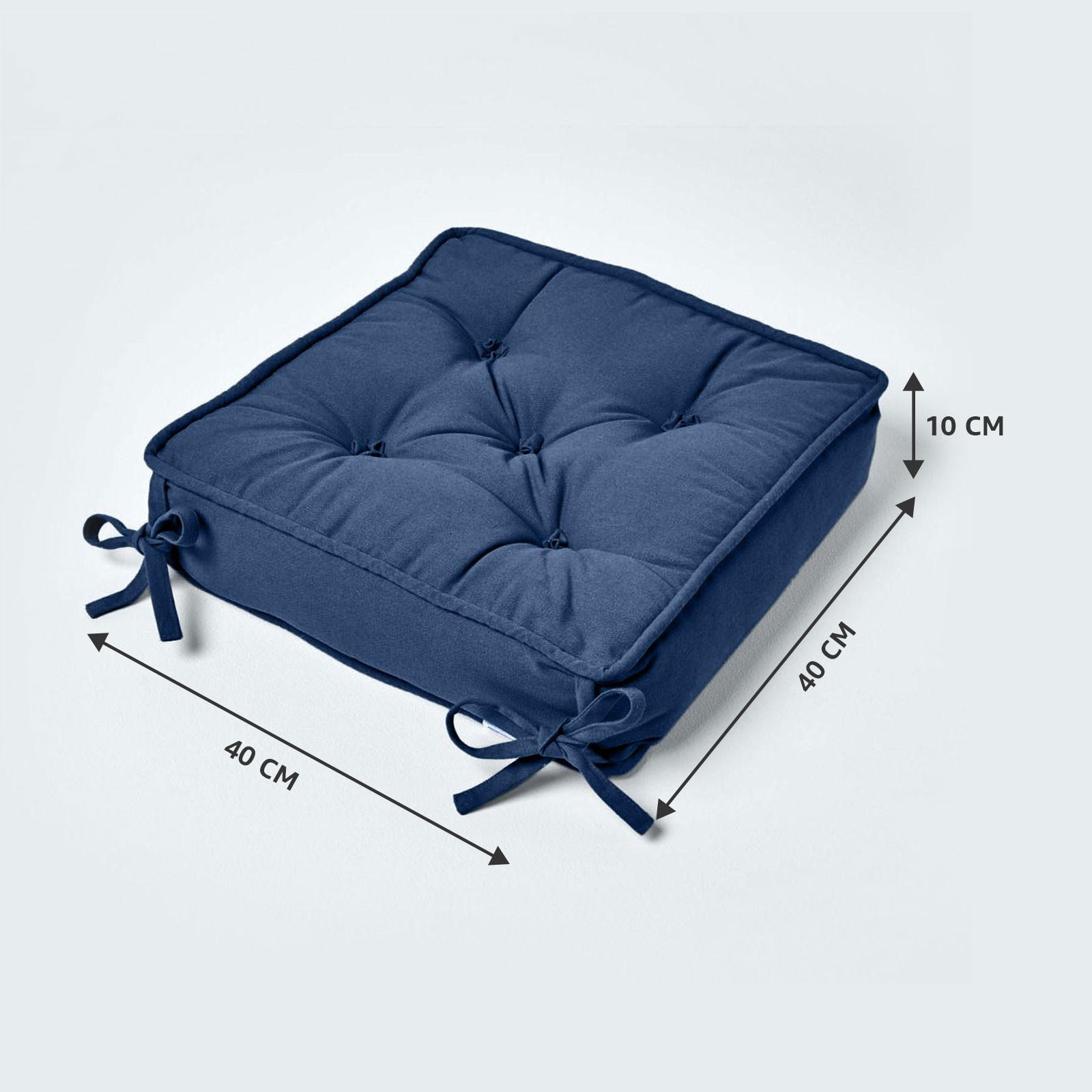 SITZKISSEN dunkelblau 40/40/10 cm – Stuhlkissen Baumwolle - Dunkelblau, Textil (40/40/10cm) - Homescapes