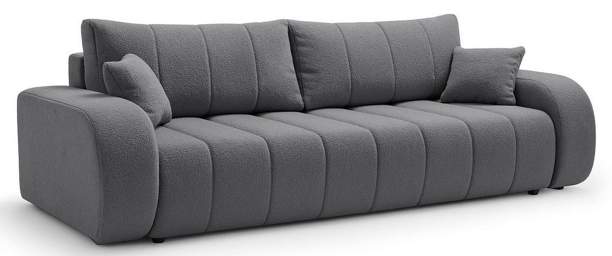 SCHLAFSOFA ALOO, Sofa mit Schlaffunktion und Bettkasten, Farbe: Grau, Bouclé-Stoff - Grau, Textil (248/88/105cm) - Sepro Meble
