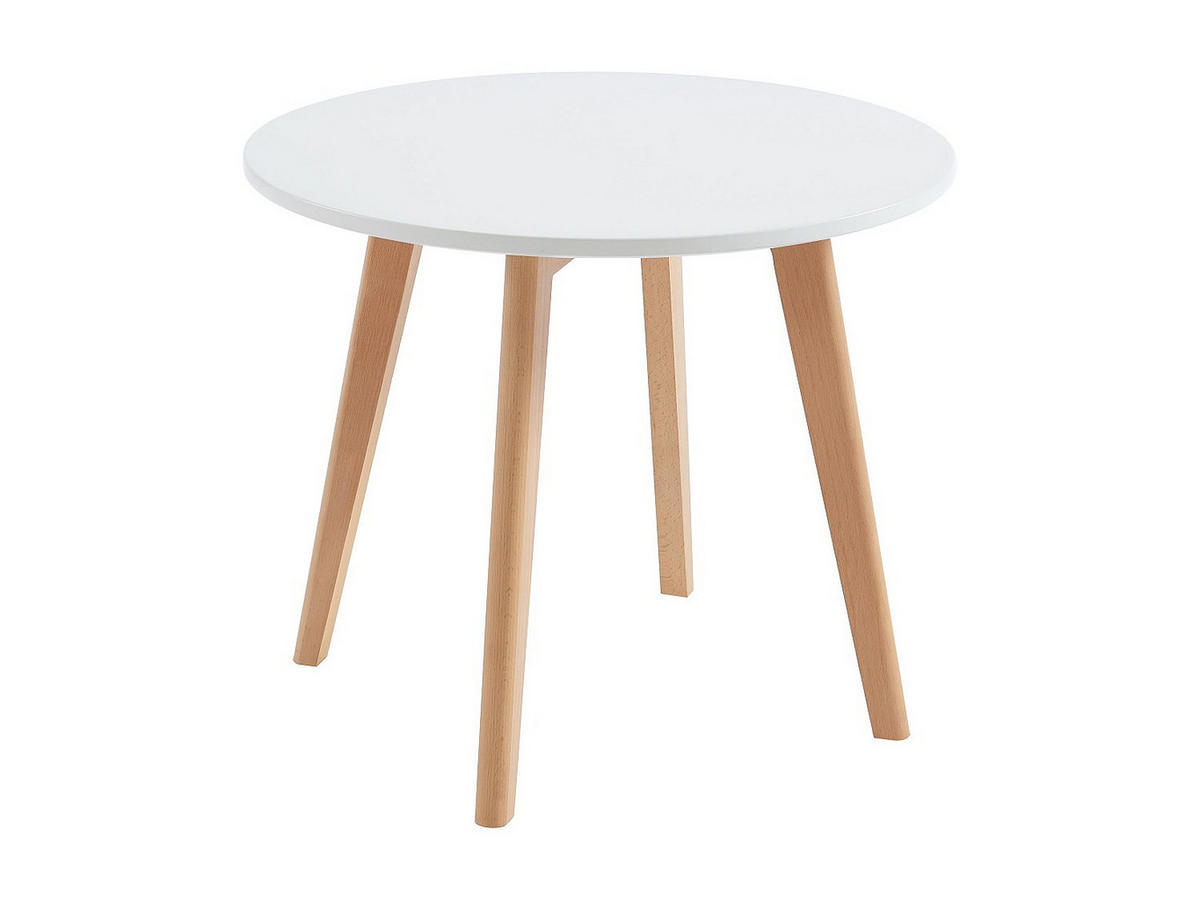 KINDERTISCH - MDF & Buche - Weiß & Holzfarben - LOULOUNE - Naturfarben/Weiß, Holz (60/51/60cm) - Vente-Unique