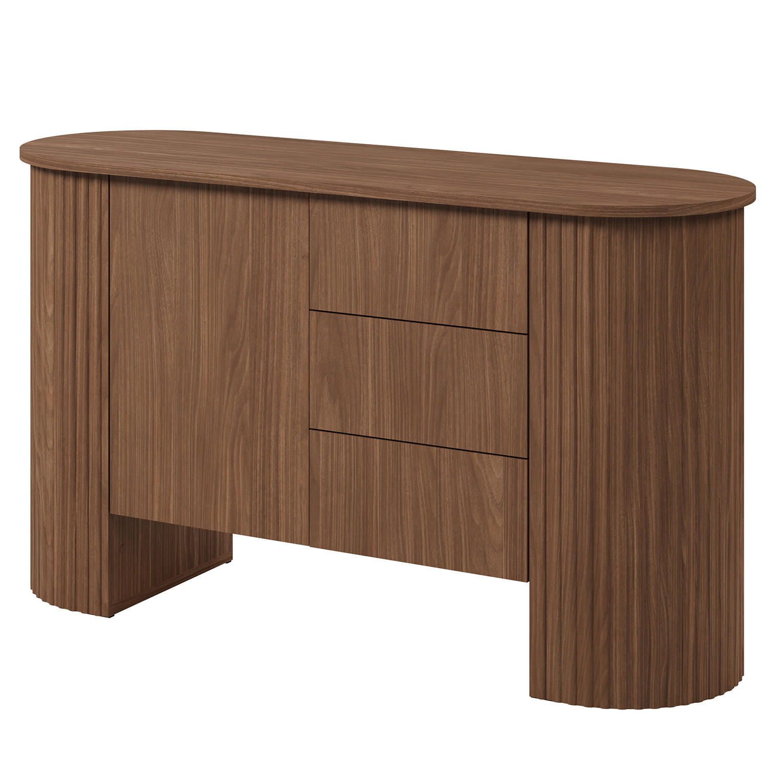 KOMODA Carlo s 1 dvířky a 3 zásuvkami, Push-To-Open, 140 cm, ořech - barva vlašského ořechu, kompozitní dřevo (139/80/45cm) - Beautysofa