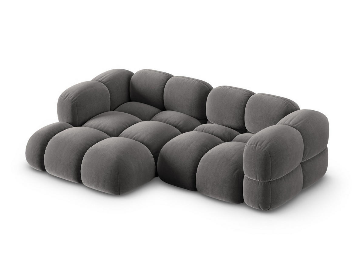 ECKSOFA links Loretto aus Samt grau 3 Sitzplätze - Grau, Textil (147/250cm) - Cosmopolitan Design