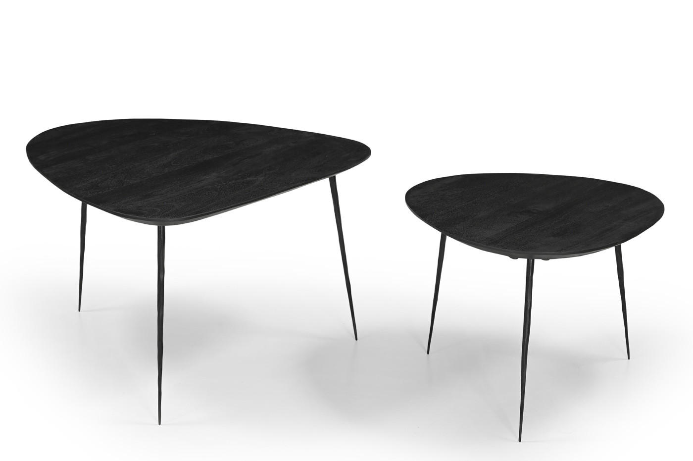 COUCHTISCH mit organische form 2er-Set aus Mangoholz, schwarz - Schwarz, Holz (72/72/45cm) - Giga Meubel