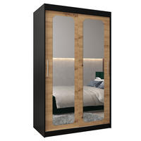 SCHWEBETÜRENSCHRANK 200/120/62 2-türig - Silberfarben/Schwarz, Holz/Kunststoff (120/200/62cm) - Abiks Möbel