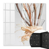 SCHLÜSSELBOX Schwarz 30x30 cm- Türöffnung nach rechts - Zweige in einer Vase - Beige, Metall (30/30/5cm) - TULUP