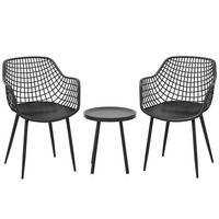 TISCH und Stühle Set Schwarz(3-teilig) - Schwarz, Metall - COSTWAY