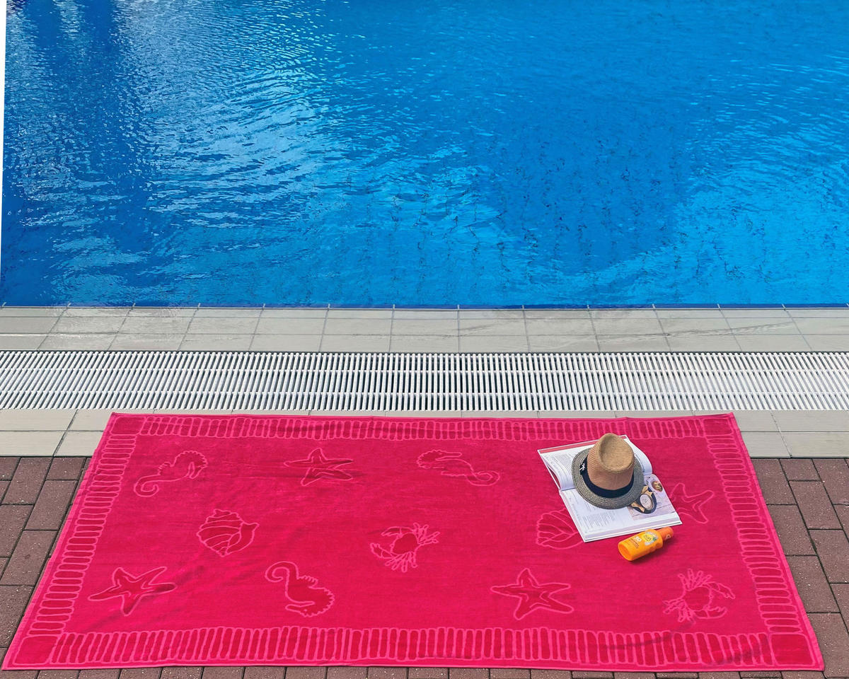 STRANDTUCH, 100x200 cm, 100% Baumwolle, Rot - Pink, Textil (100/200cm) - Zollner