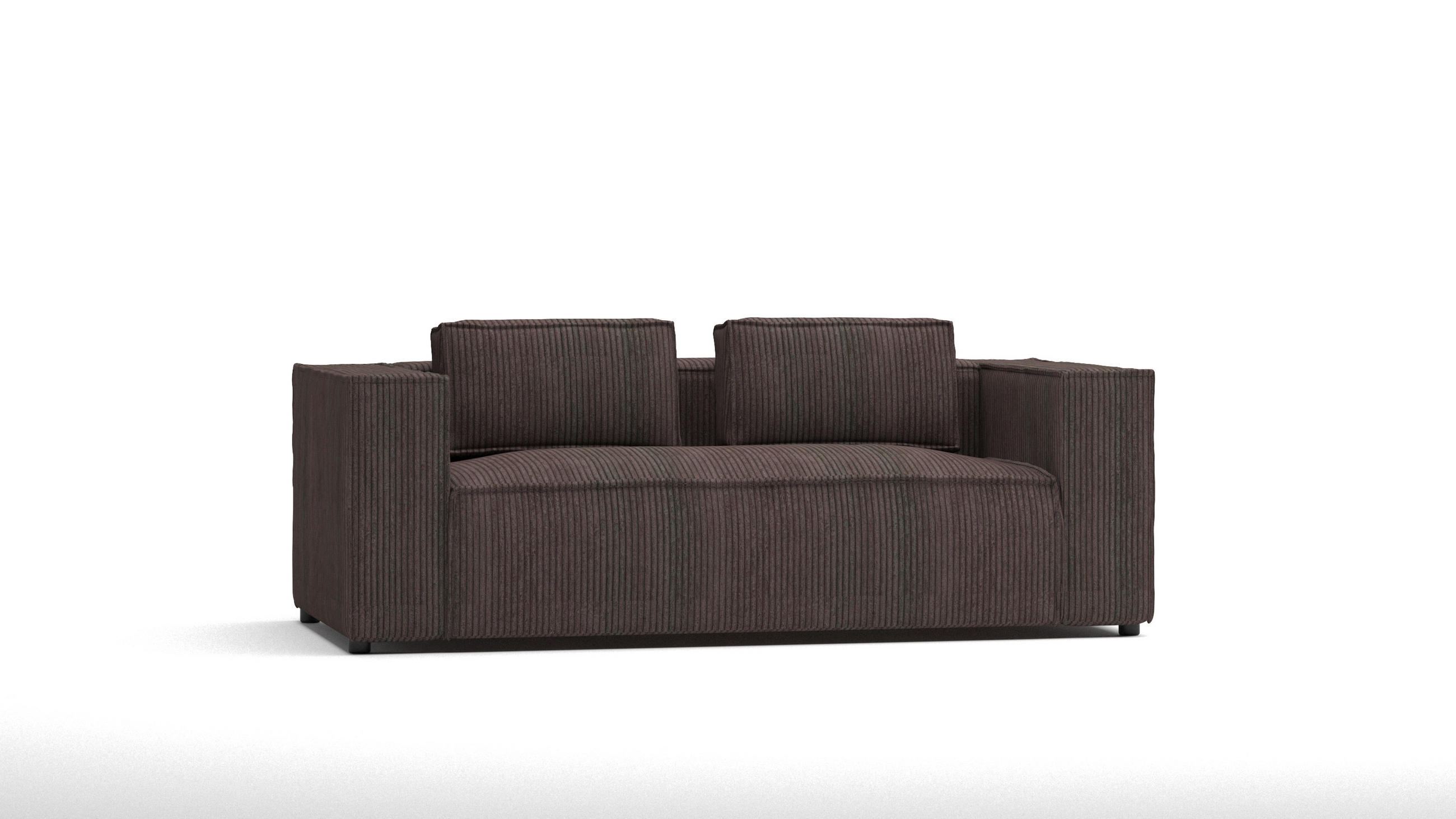 2-SITZER-SOFA Nova Dunkelbraun Cord - Dunkelbraun/Schwarz, Holz/Kunststoff (196/64/92cm) - S-Style Möbel