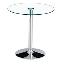BARTISCH 89/89/92 cm Transparent Silber aus Glas und Metall pflegeleicht - Silberfarben, Glas (89/89/92cm) - OKWISH
