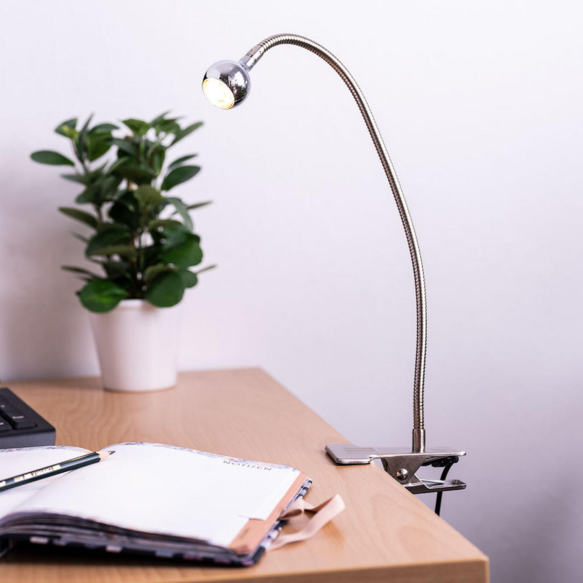 LED KLEMMLEUCHTE Serpent Silber Chrom - Silberfarben, Metall (43/43/48cm) - Globo Lighting