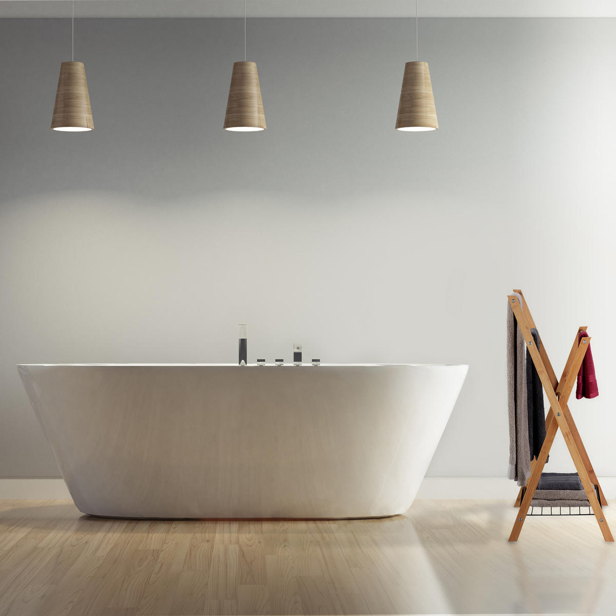 HANDTUCHHALTER - Multicolor, Holz/Metall (60.5/87/37.5cm) - Relaxdays