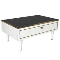 COUCHTISCH Ravenna Weiß Marmor Optik - Goldfarben/Weiß, Holzwerkstoff/Kunststoff (60/90/42cm) - moebel17