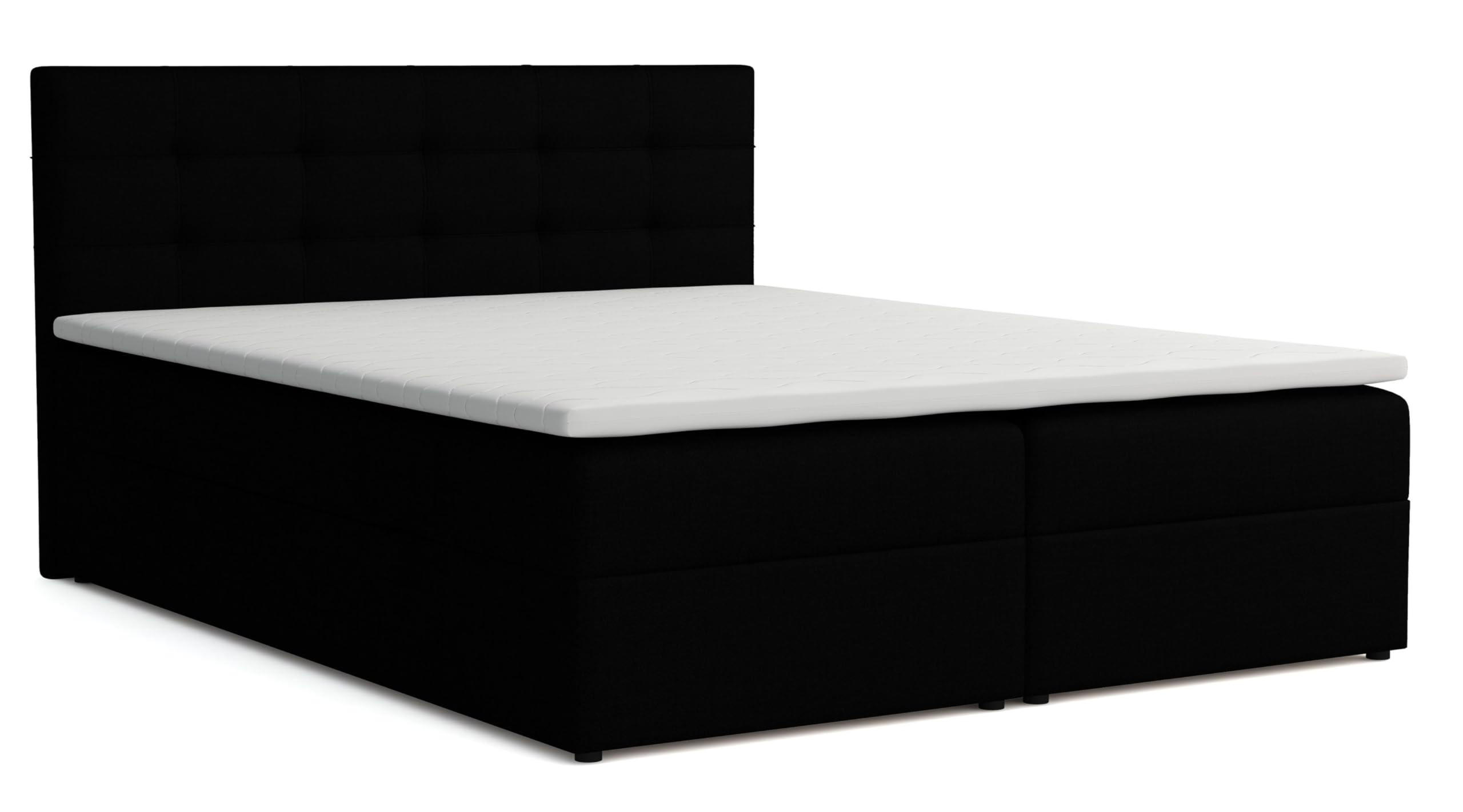BOXBETT JESSA mit Bettkästen H2/H3 Matratze 140x200cm - Schwarz, Holzwerkstoff (140/200cm) - VENASI MÖBEL