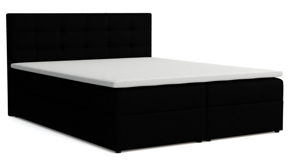 BOXBETT JESSA mit Bettkästen H2/H3 Matratze 140x200cm - Schwarz, Holzwerkstoff (140/200cm) - VENASI MÖBEL