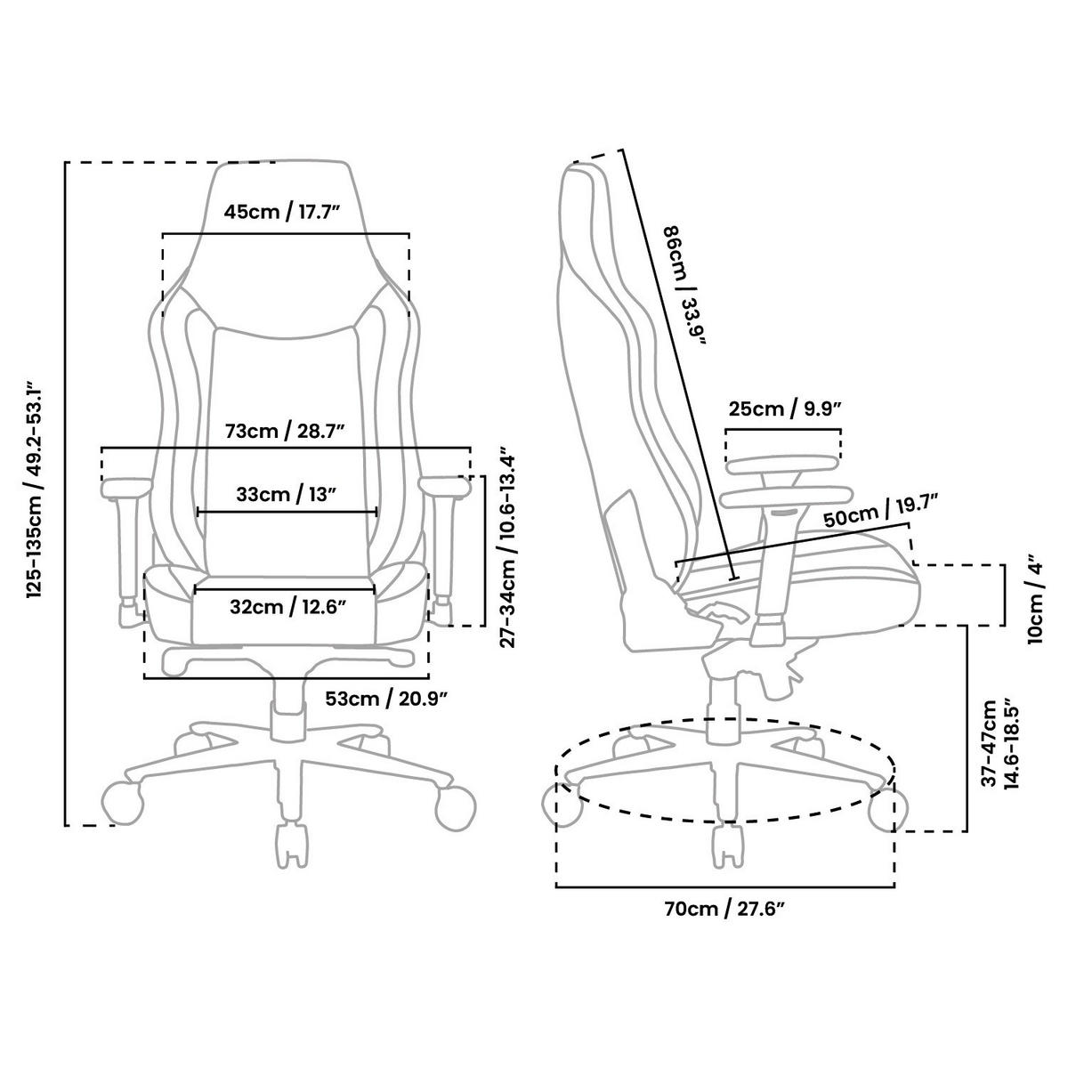 GAMINGSTUHL Vernazza Vento™ Reines Schwarz - Schwarz, Kunststoff/Textil (68/135/50cm) - Arozzi