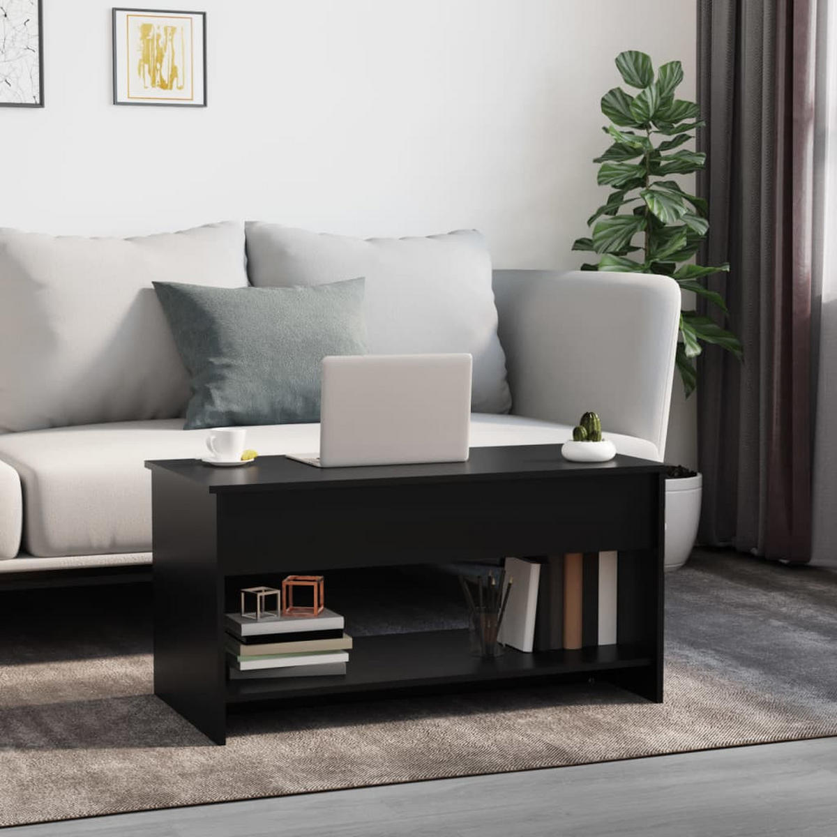 COUCHTISCH Schwarz 102x50x52,5 cm Holzwerkstoff - Schwarz, Holzwerkstoff (102/50/52.5cm) - furnicato