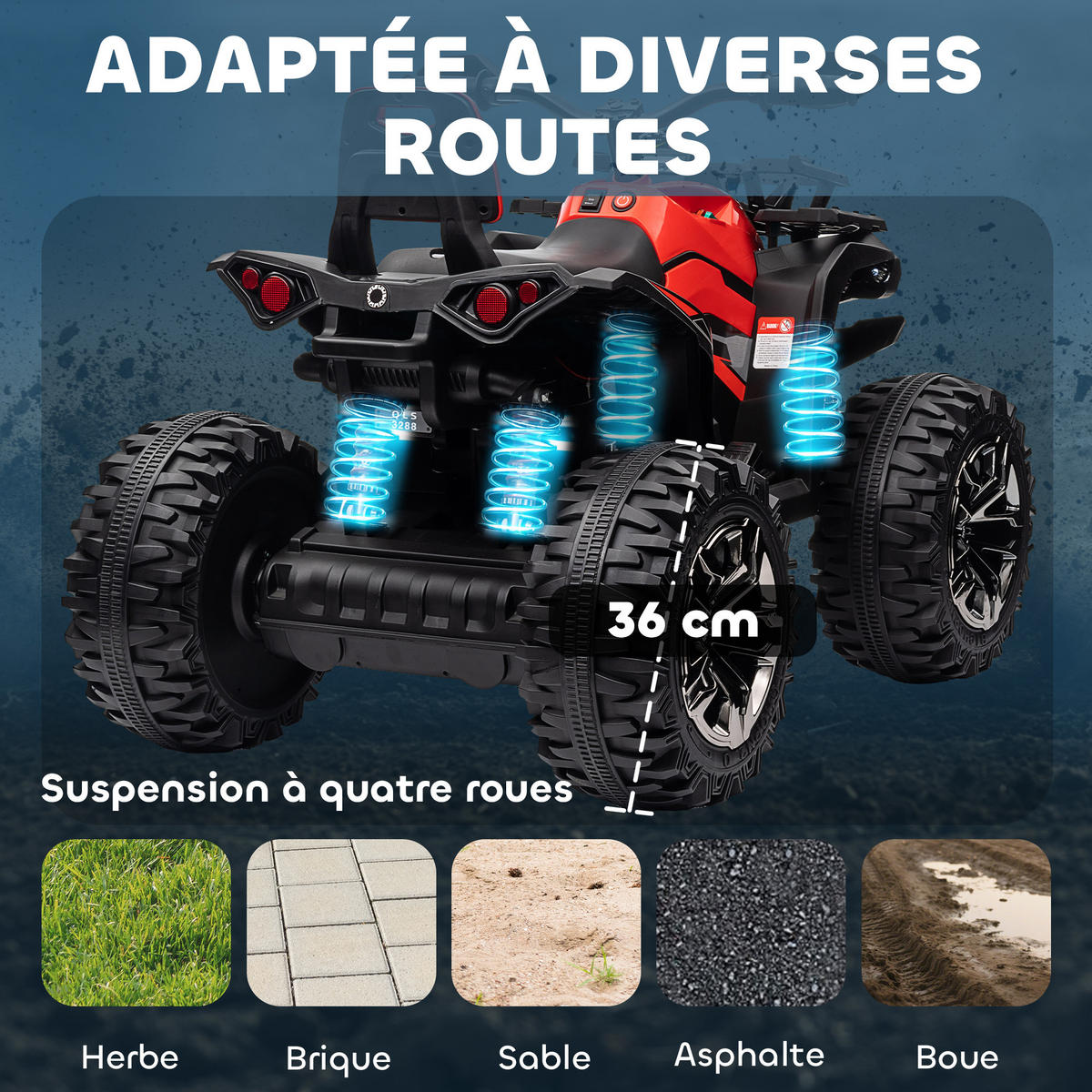 ELEKTRO-QUAD DE-13002 8 km/h Rot/Schwarz - Rot, Kunststoff (100/65/73cm) - ComfortXL