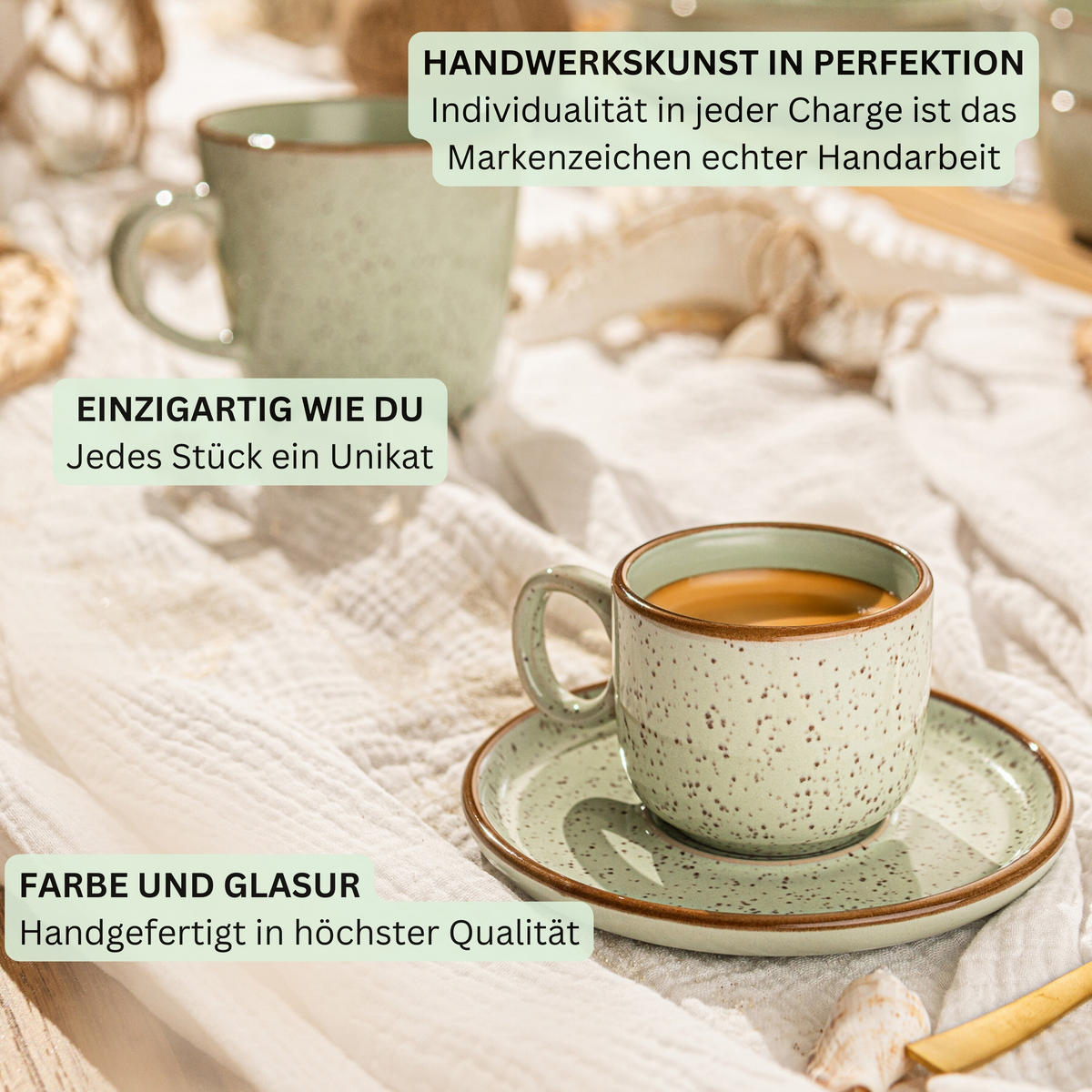 ESPRESSOTASSEN SET RIO MINZE - 8 teilig aus Steingut - Grün, Keramik (0.08L) - Sänger