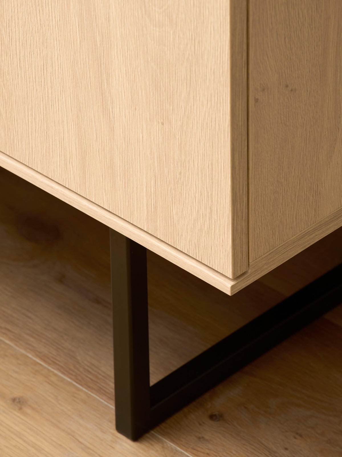 FLURKOMMODE Stone Eiche 115 x 98 cm, Schuhschrank mit Push-to-Open - Eichefarben/Schwarz, Holzwerkstoff/Metall (115/98/40cm) - Furn.Design