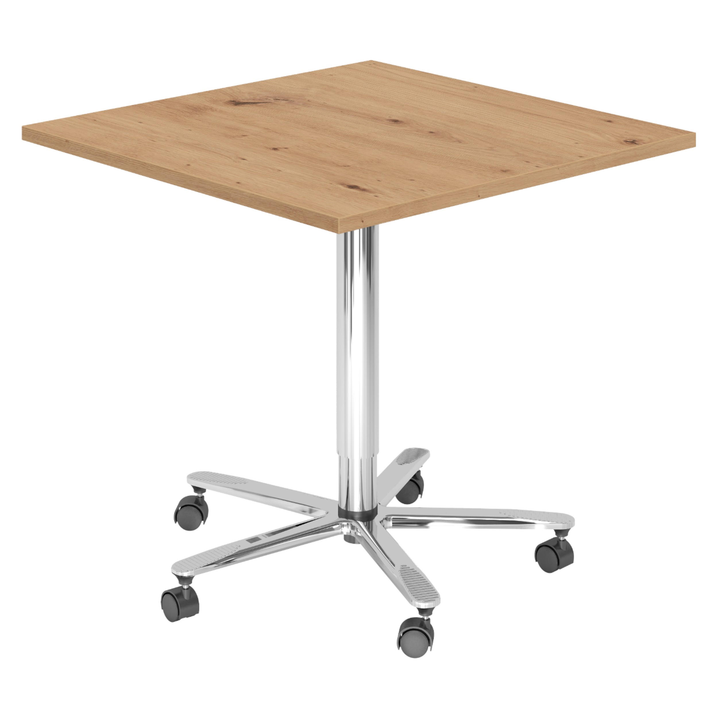 SÄULENHUBTISCH eckig ST 80/80/74 cm in Wildeiche/chrom - Wildeiche/Chromfarben, Holzwerkstoff (80/80/74cm) - bümö