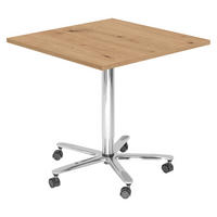 SÄULENHUBTISCH eckig ST 80/80/74 cm in Wildeiche/chrom - Wildeiche/Chromfarben, Holzwerkstoff (80/80/74cm) - bümö