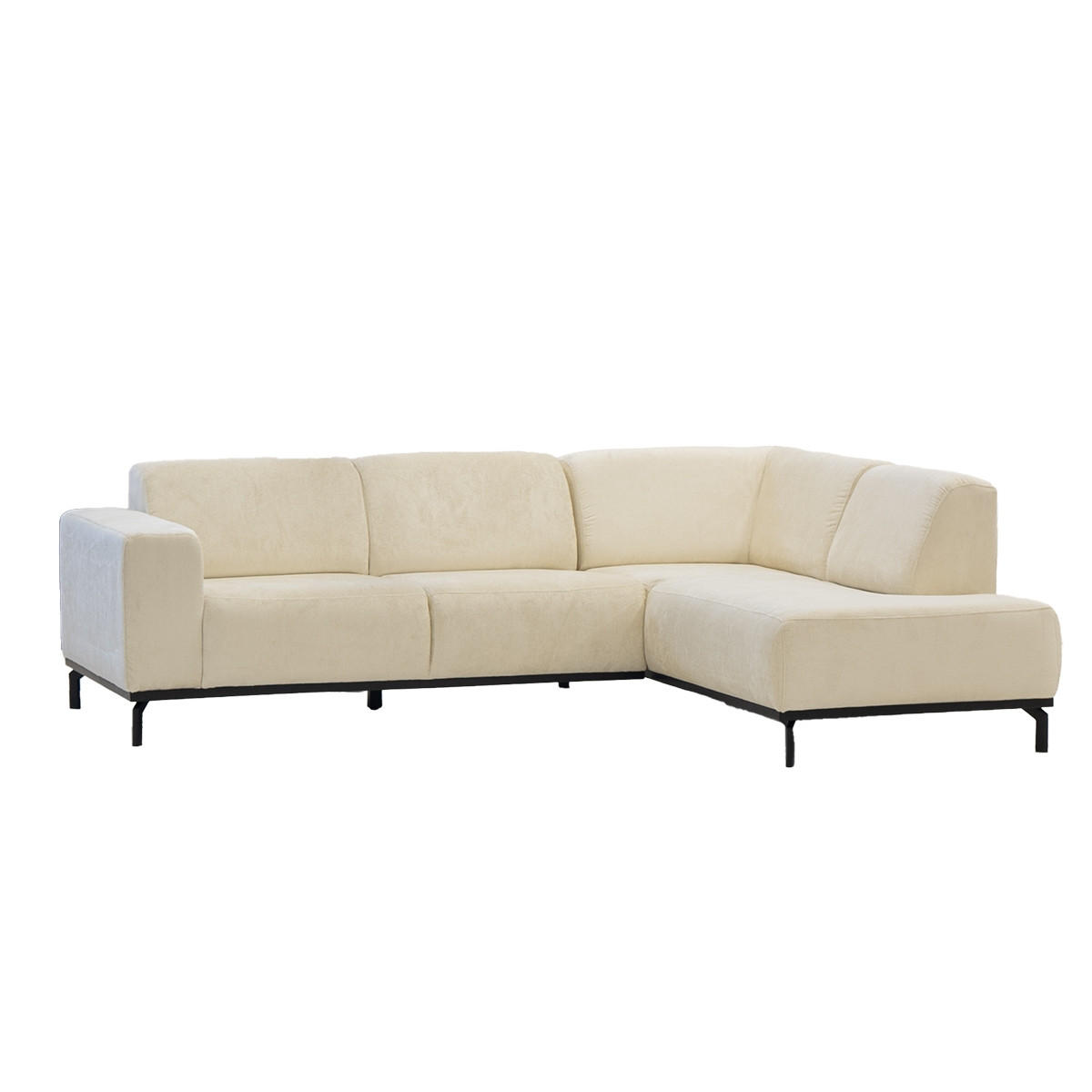 3-SITZER-ECKSOFA mit Ecke auf der rechten Seite aus Stoff, beige - Beige, Textil (256/188cm) - Giga Meubel