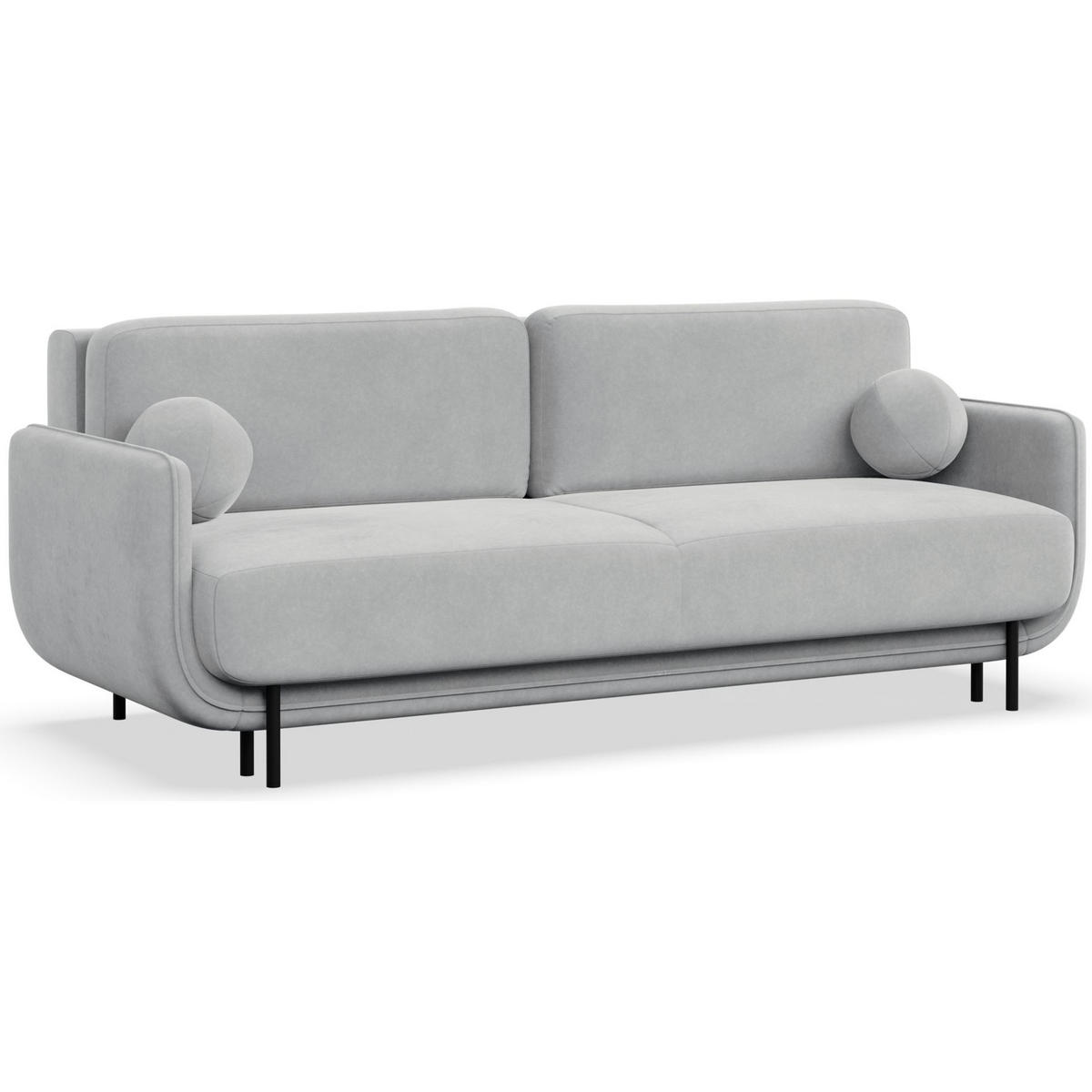 SCHLAFSOFA Ovals Hellgrau - Hellgrau/Schwarz, Textil/Metall (236/95/96cm) - Selsey