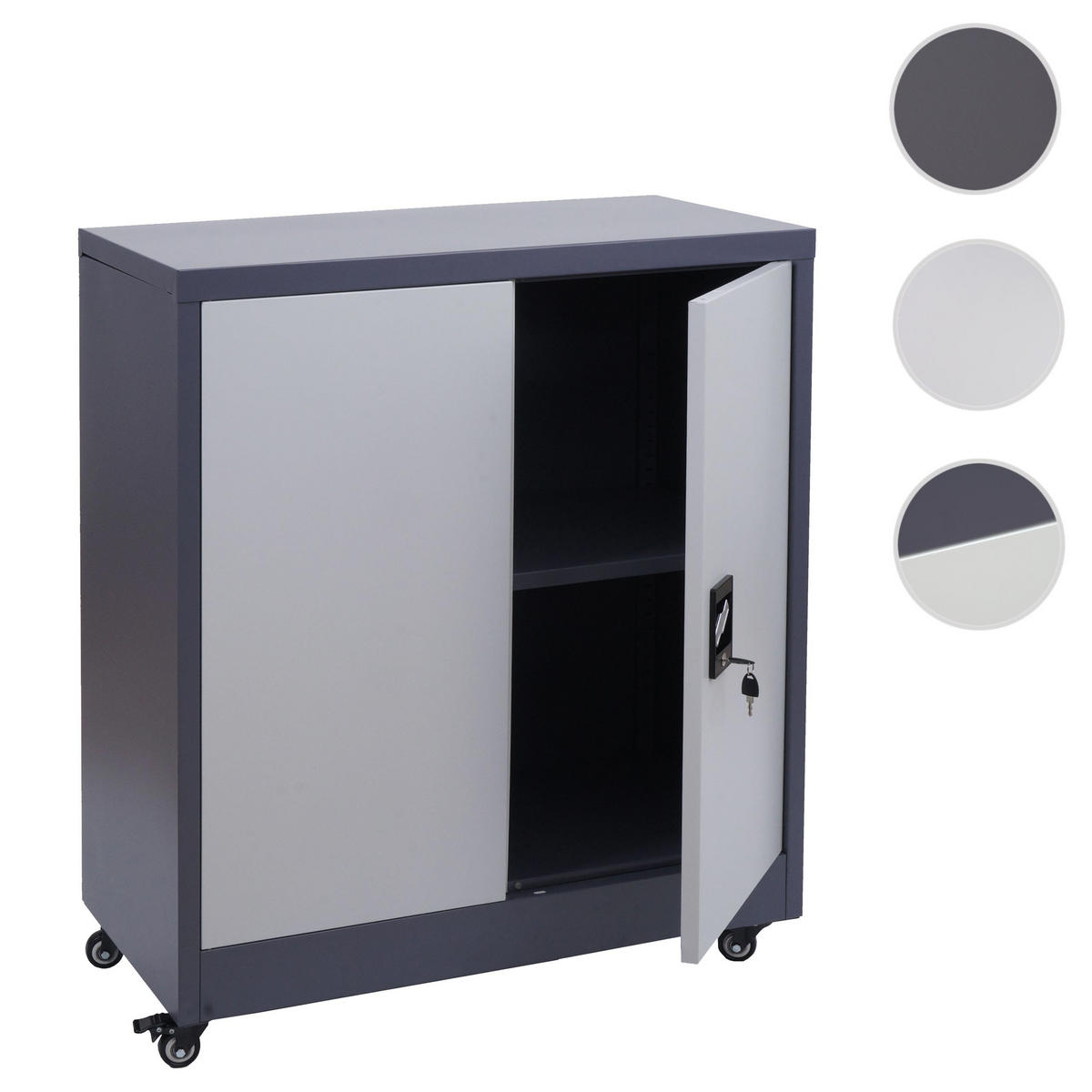 AKTENSCHRANK Dunkelgrau, Hellgrau - Dunkelgrau/Hellgrau, Metall (80/98/40cm) - MCW