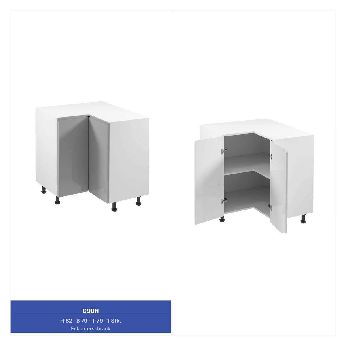 ECKKÜCHE 350 x 260 cm – Aspen KA4-M350 - in Grau/Hochglanz - Grau, Holz (610/212/58cm)