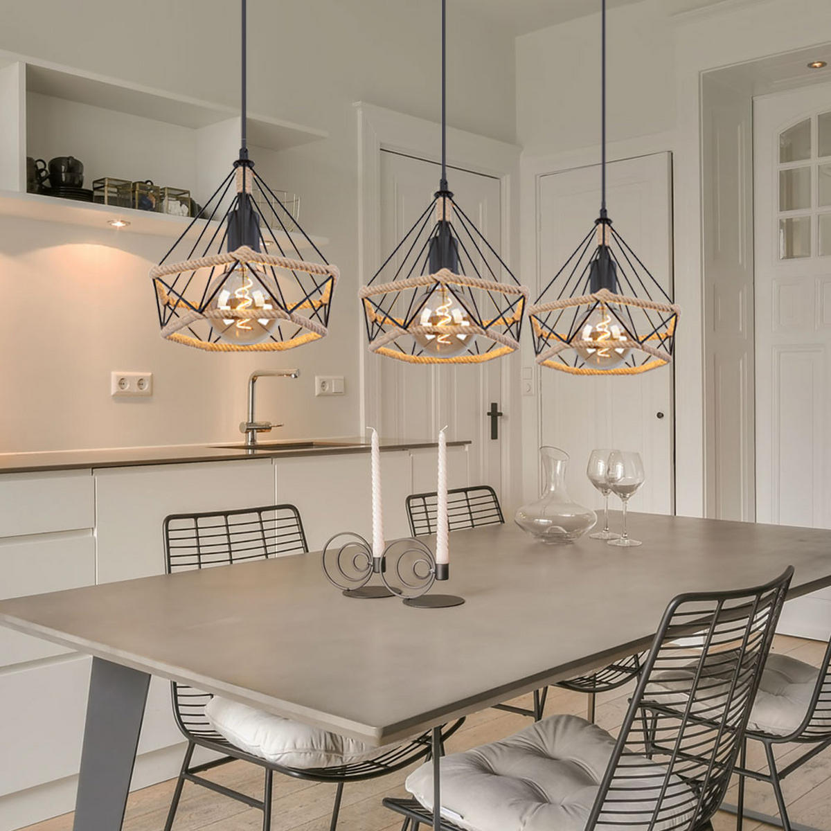 HÄNGELEUCHTE Metall Schwarz 3 Flammig - Schwarz, Metall (100/25/120cm) - Globo Lighting