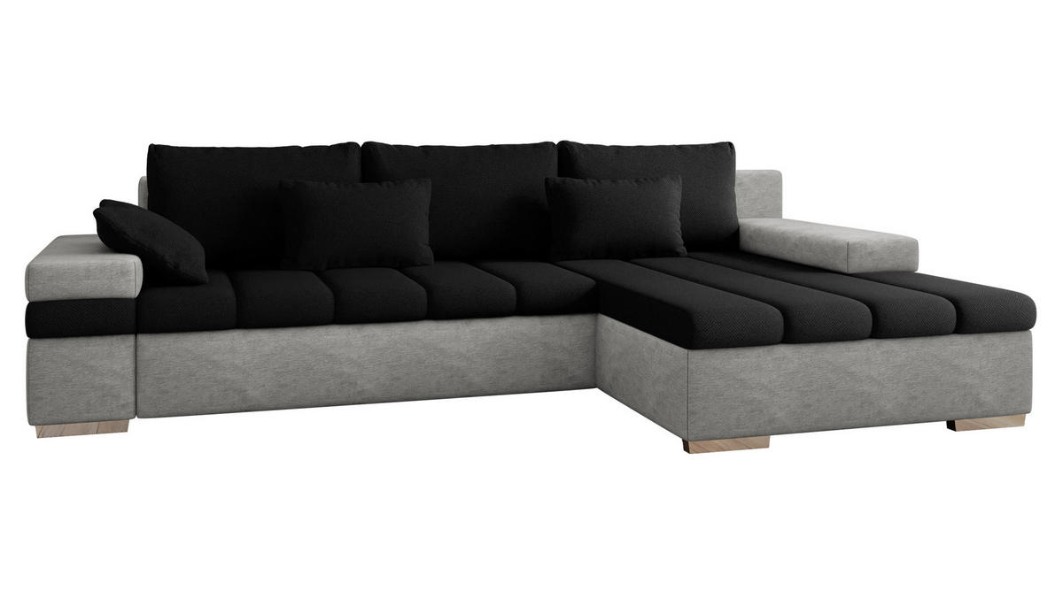 ECKSOFA Bangkok, Seite: Rechts - Silberfarben/Hellgrau, Holz/Textil (310/175cm) - MIRJAN24