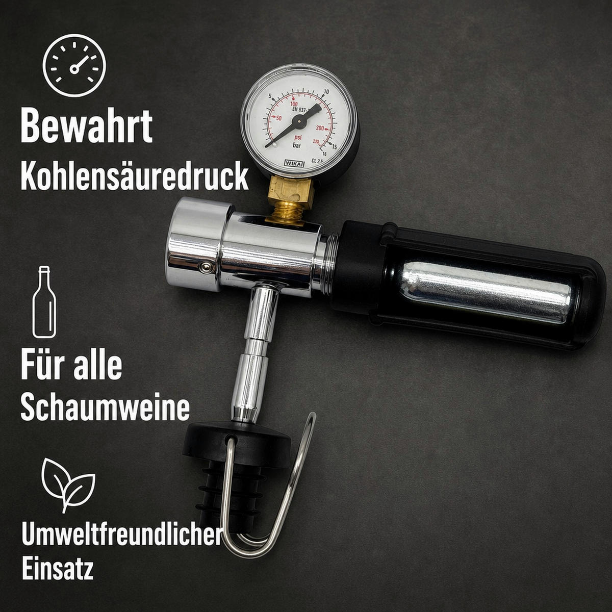 CHAMPAGNER Protector - Spezialkapsel für länger prickelnden Sekt & Schaumwein - Multicolor, Kunststoff (20/6/20cm) - ich-zapfe