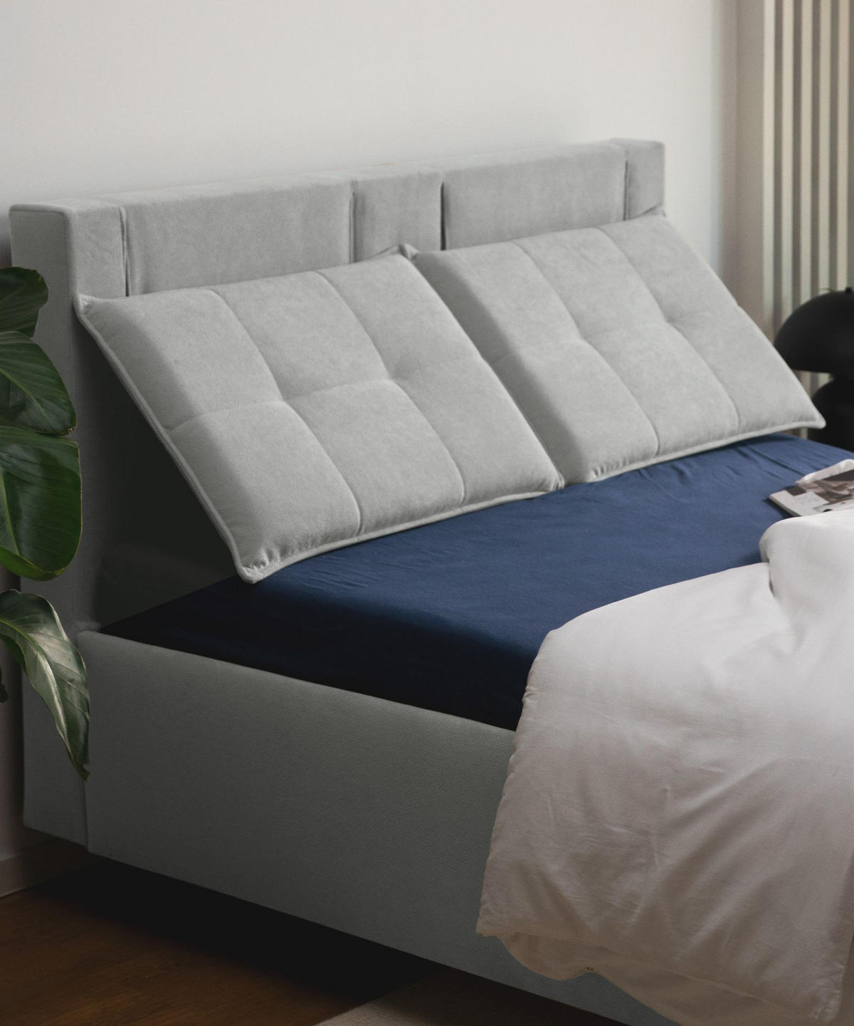 POLSTERBETT Belleo Grau 180x200 cm - Schwarz/Grau, Textil/Metall (180/200cm) - Selsey