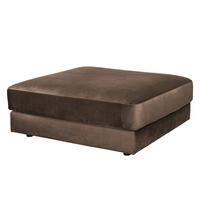 POLSTERHOCKER - Samt - Schwarz/Braun, Textil/Metall (112/42/112cm) - home24