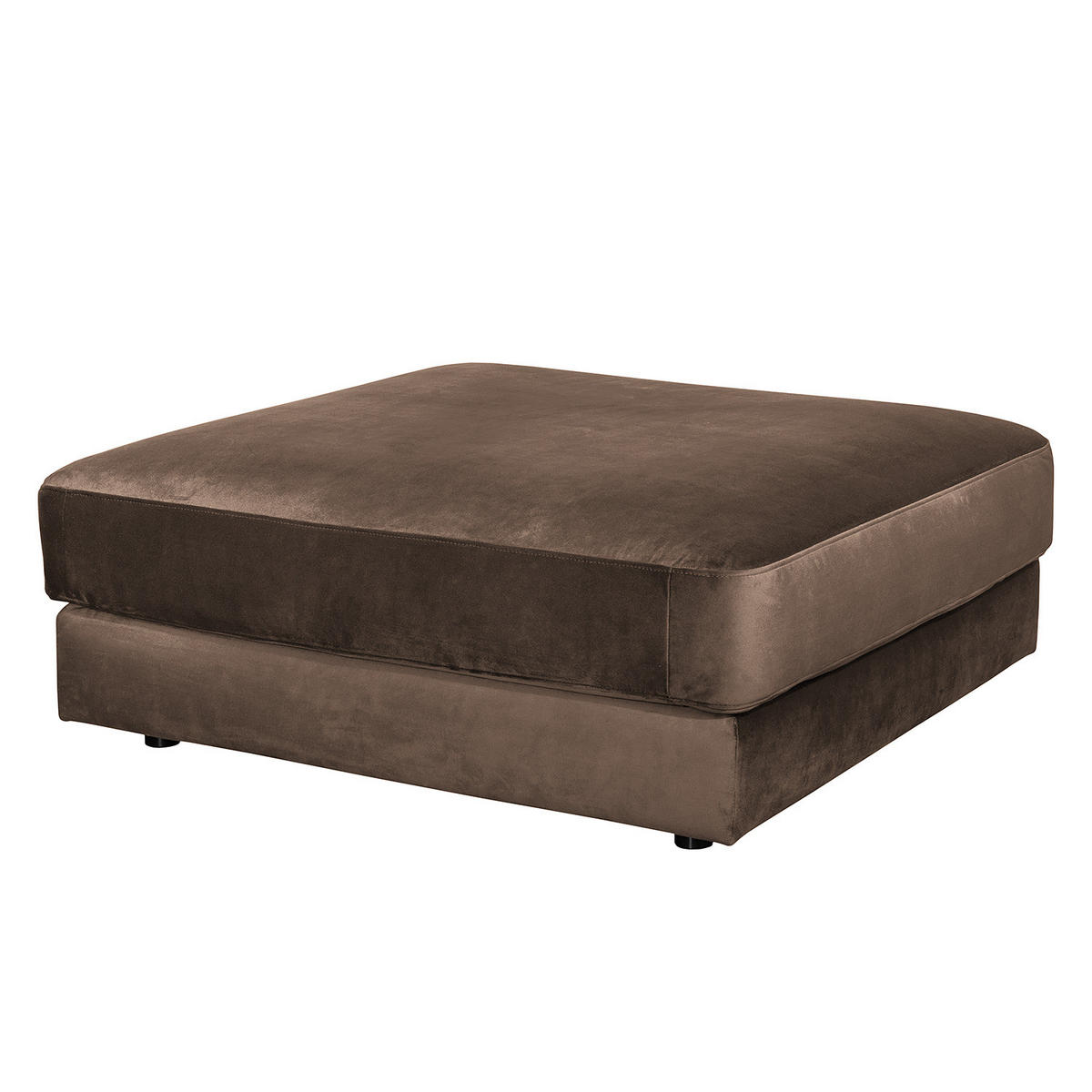 POLSTERHOCKER - Samt - Schwarz/Braun, Textil/Metall (112/42/112cm) - home24