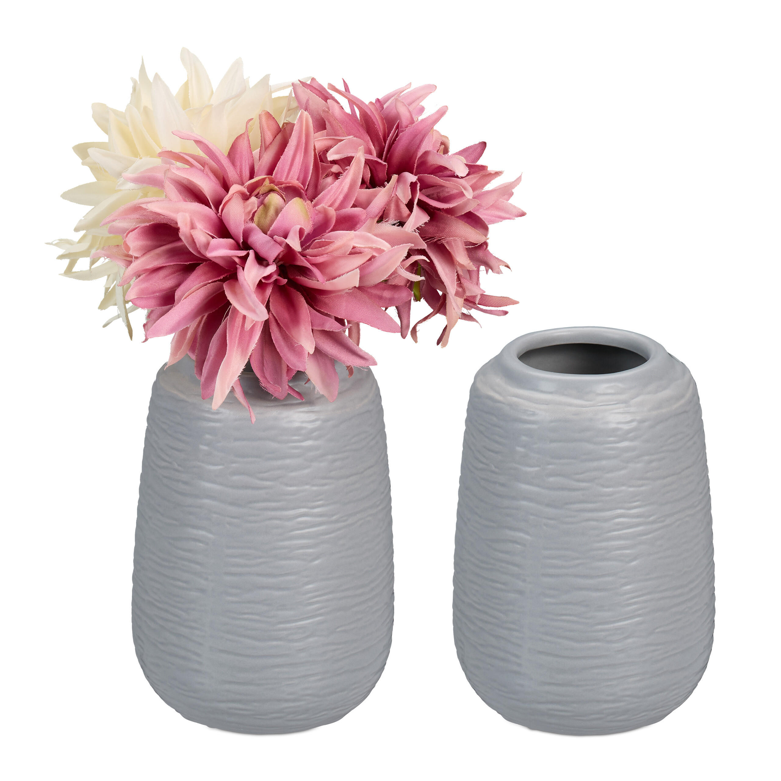 VASEN Set - Grau, Keramik (15cm) - Relaxdays