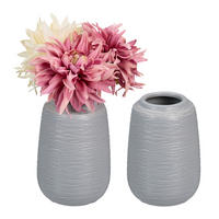 VASEN Set - Grau, Keramik (15cm) - Relaxdays