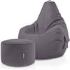 SITZSACK + Hocker "Cozy+Stay" 2er Set - Anthrazit, Textil (70/90/80cm) - Green Bean