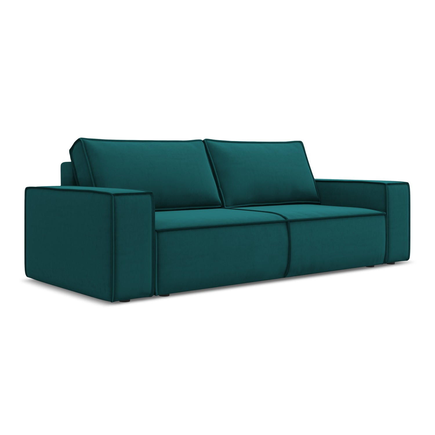 3-SITZER SOFA mit Schlaffunktion Samt Stoff Blau - Blau/Petrol, Kunststoff/Textil (255/85/105cm) - LaMiaSofa