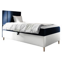 BOXBETT Maja Junior 1, Seite zum Öffnen des Bettkastens: Links - Blau/Weiß, Holz (100/200cm) - MIRJAN24